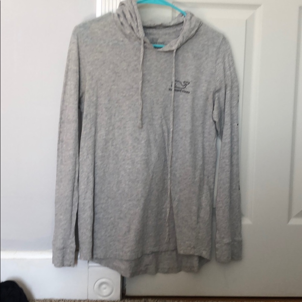 gray long sleeve with hood